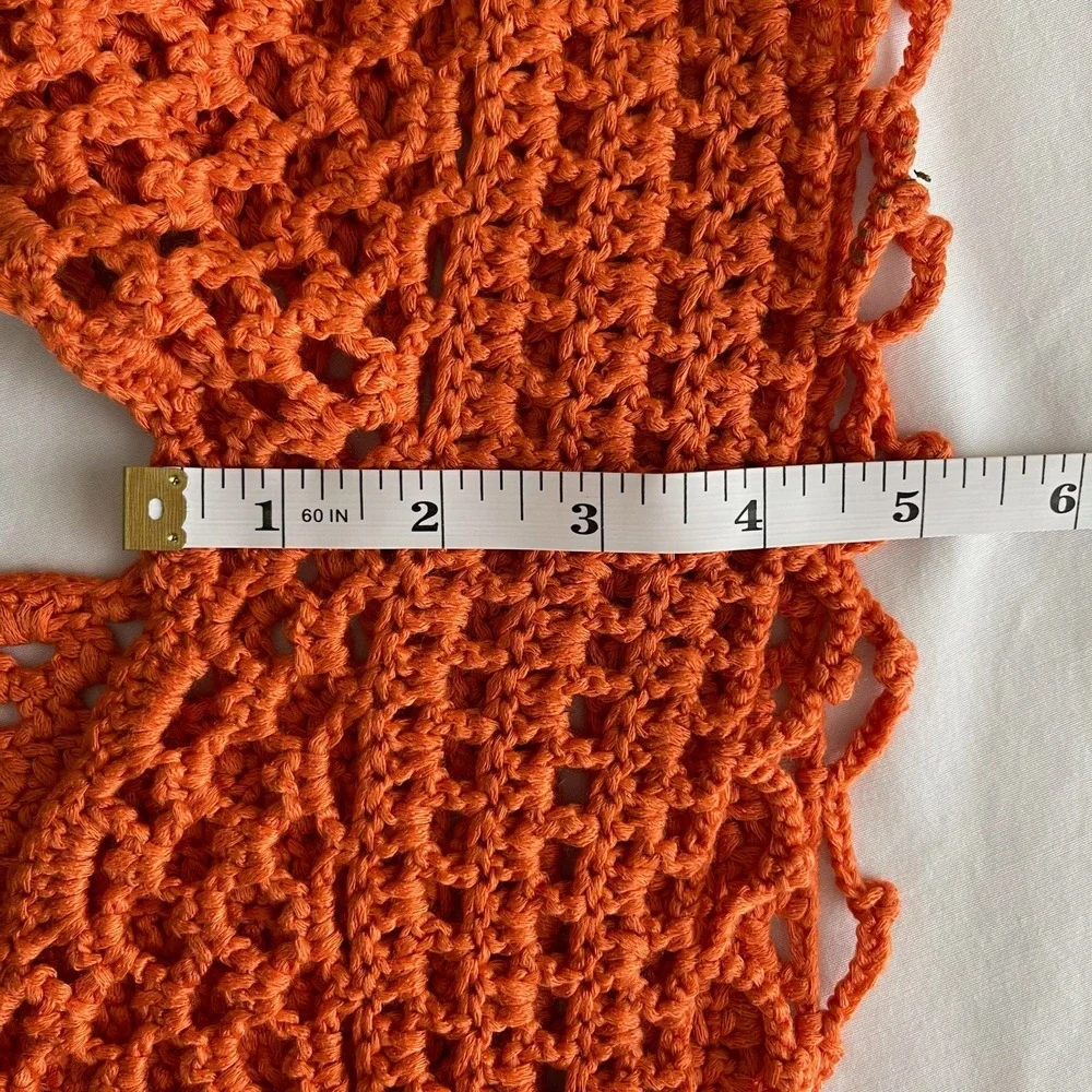 Women's Orange Crochet Knit Boho Bralette Crop Top‎ Size Small/Medium